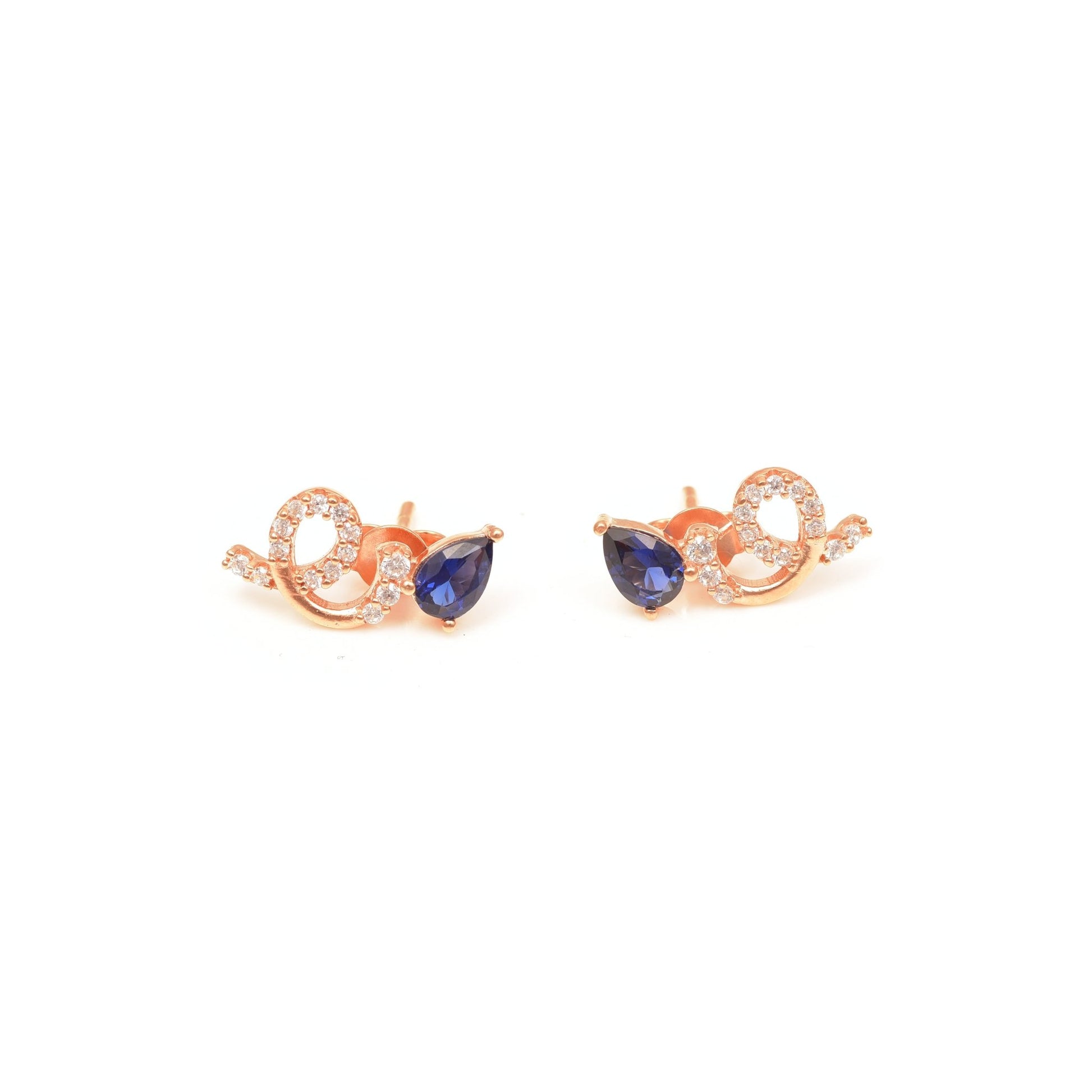 The Blue Serenade Zirconia Stud Silver Earrings - Vinayak - House of Silver