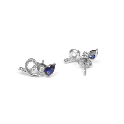 The Blue Serenade Zirconia Stud Silver Earrings - Vinayak - House of Silver