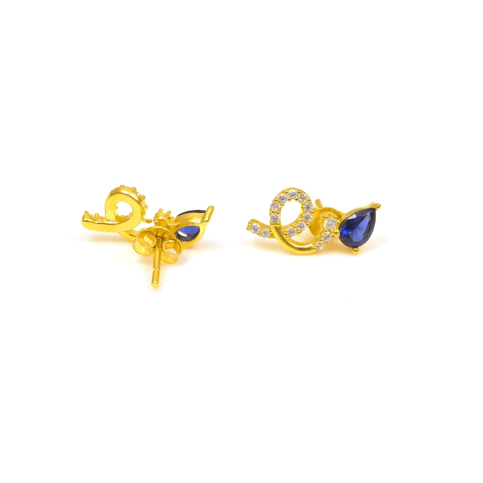 The Blue Serenade Zirconia Stud Silver Earrings - Vinayak - House of Silver