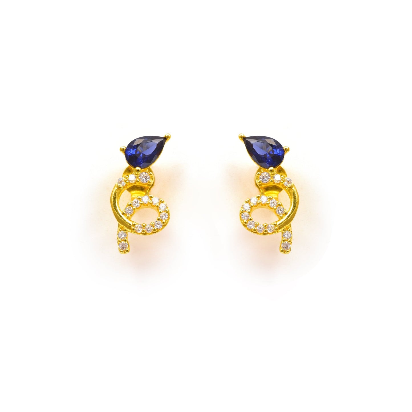 The Blue Serenade Zirconia Stud Silver Earrings - Vinayak - House of Silver