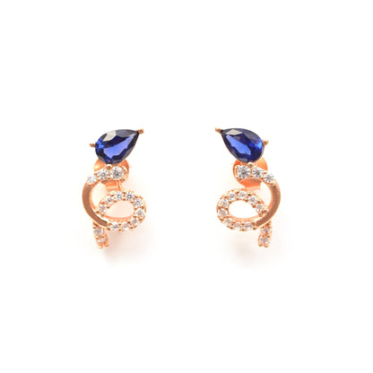 The Blue Serenade Zirconia Stud Silver Earrings - Vinayak - House of Silver