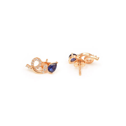 The Blue Serenade Zirconia Stud Silver Earrings - Vinayak - House of Silver