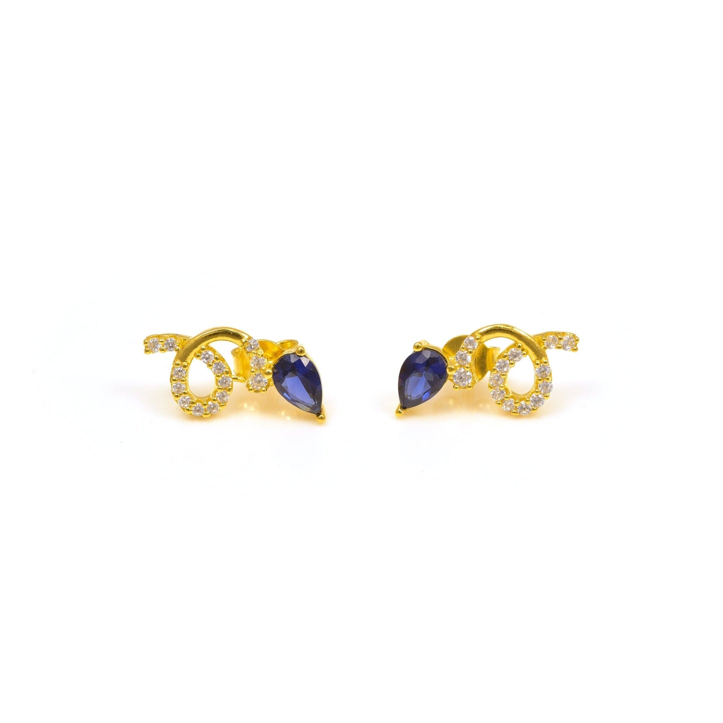 The Blue Serenade Zirconia Stud Silver Earrings - Vinayak - House of Silver