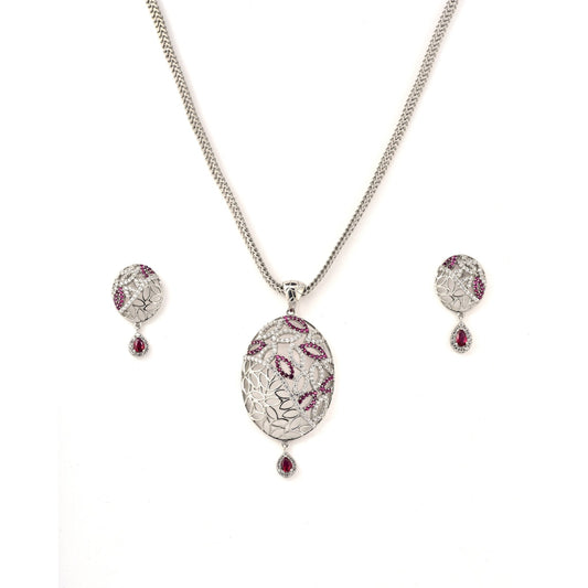 The Blush Bouquet Zirconia Necklace Set - Vinayak - House of Silver