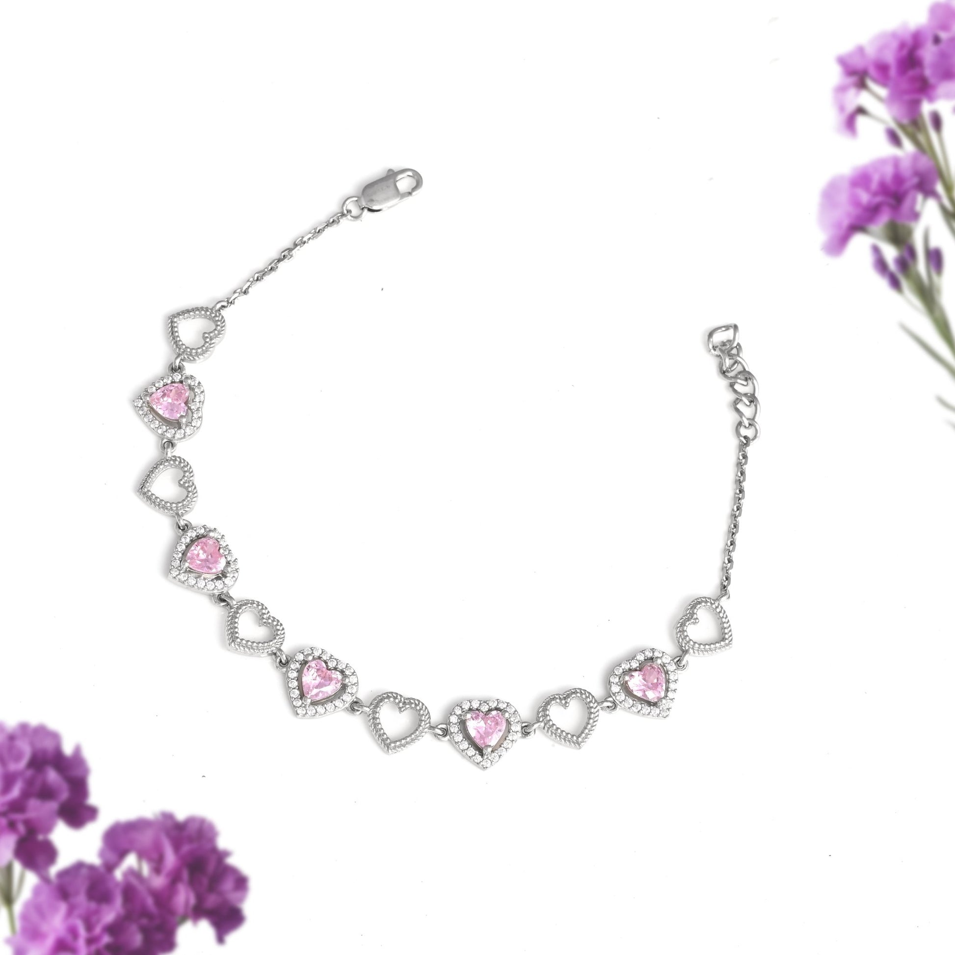 The Blushing Hearts Silver Bracelet - Vinayak - House of Silver