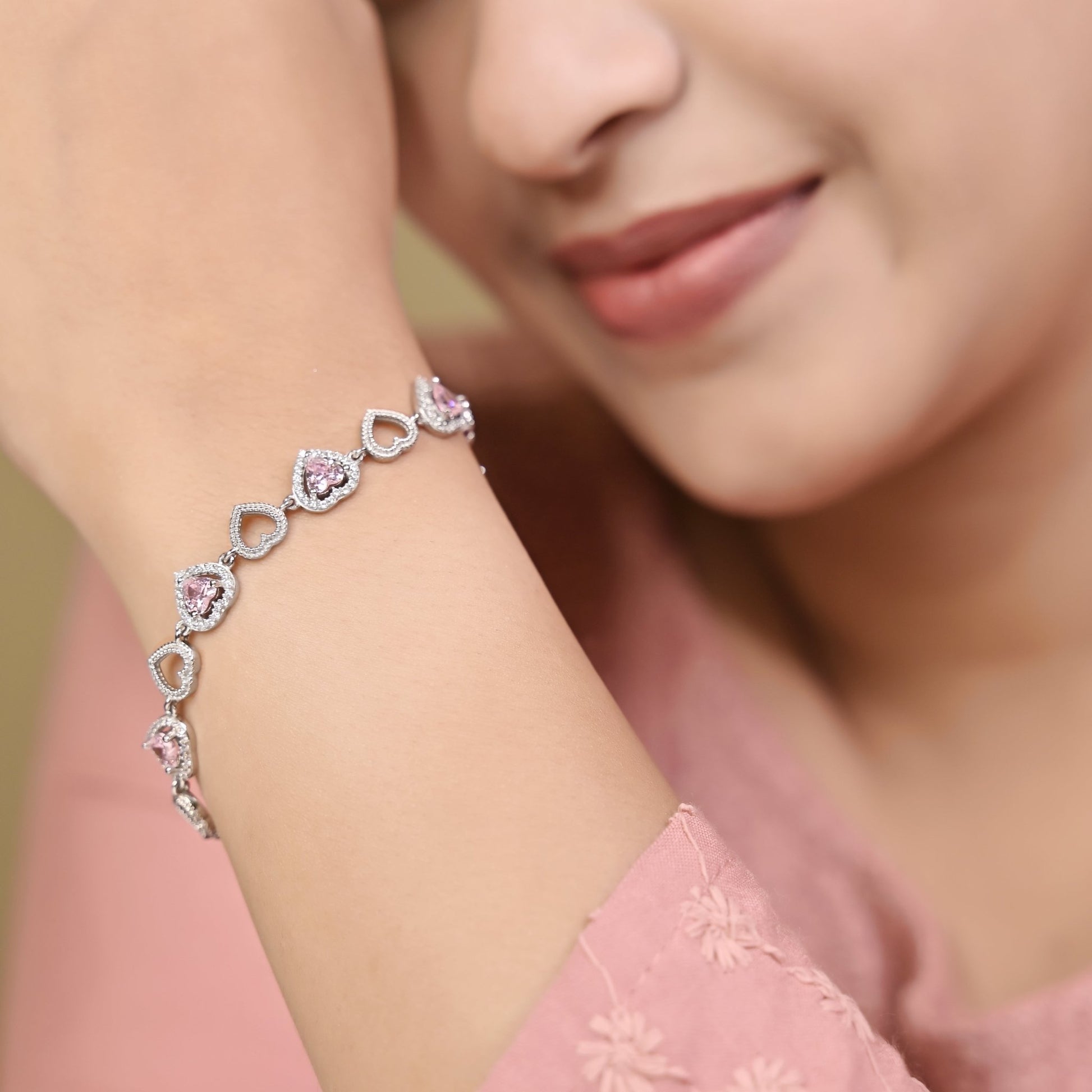 The Blushing Hearts Silver Bracelet - Vinayak - House of Silver