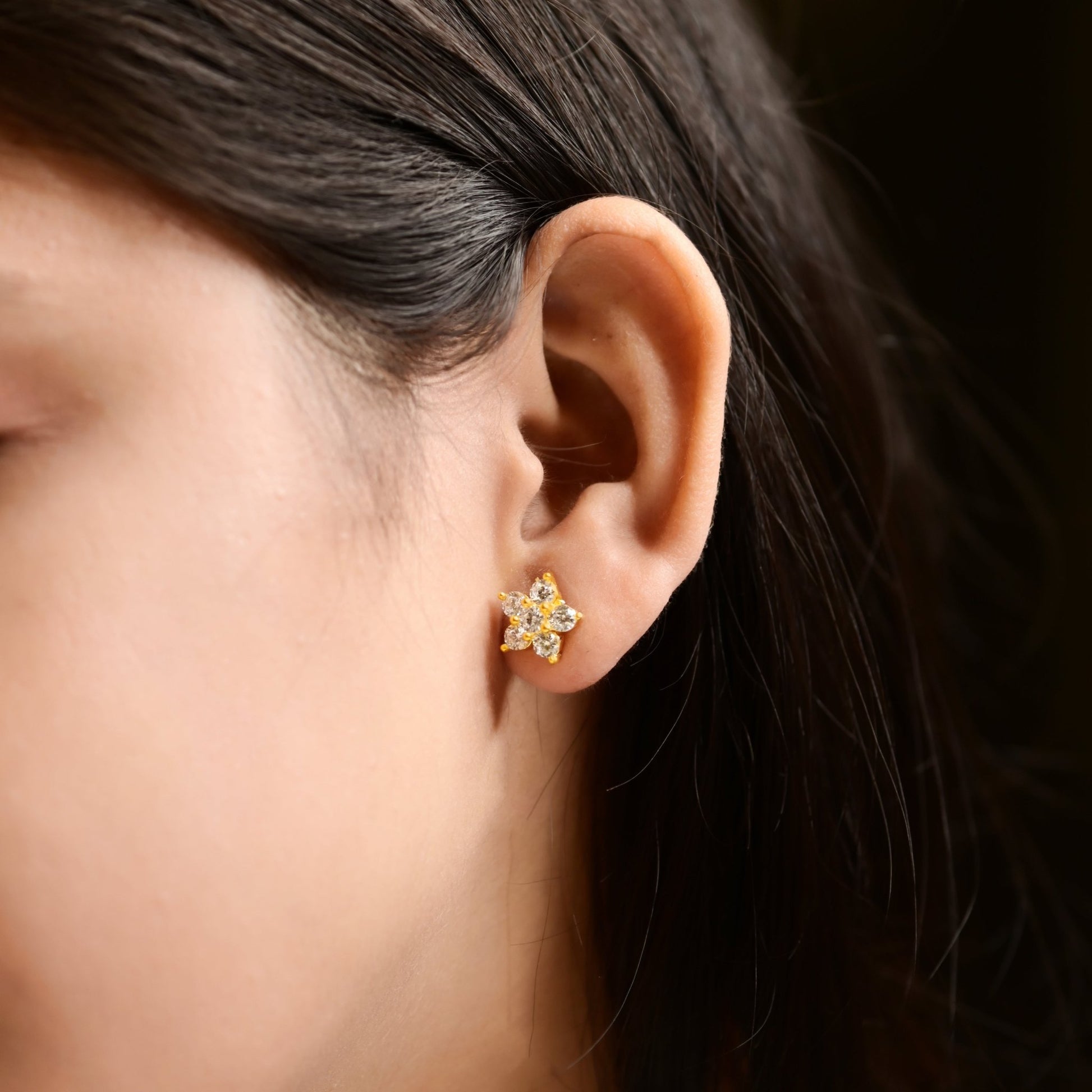 The Classic Crystal Blossom Earrings - Vinayak - House of Silver