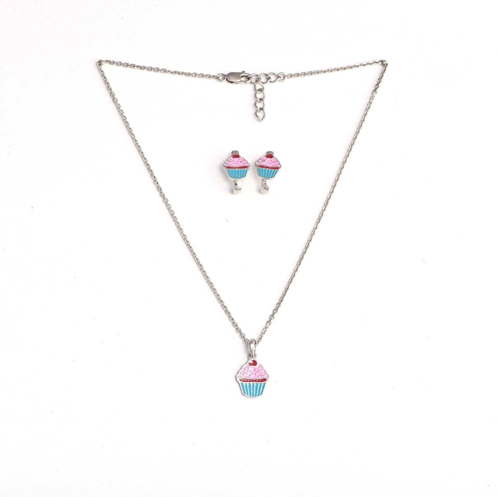 The Colourful Cupcake Charm Necklace Set - Vinayak - House of Silver