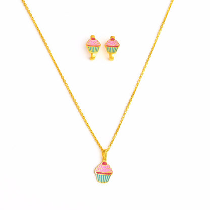 The Colourful Cupcake Charm Necklace Set - Vinayak - House of Silver