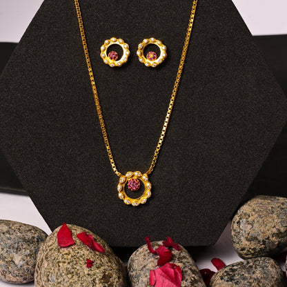 The Crimson Necklace Set - Vinayak - House of Silver