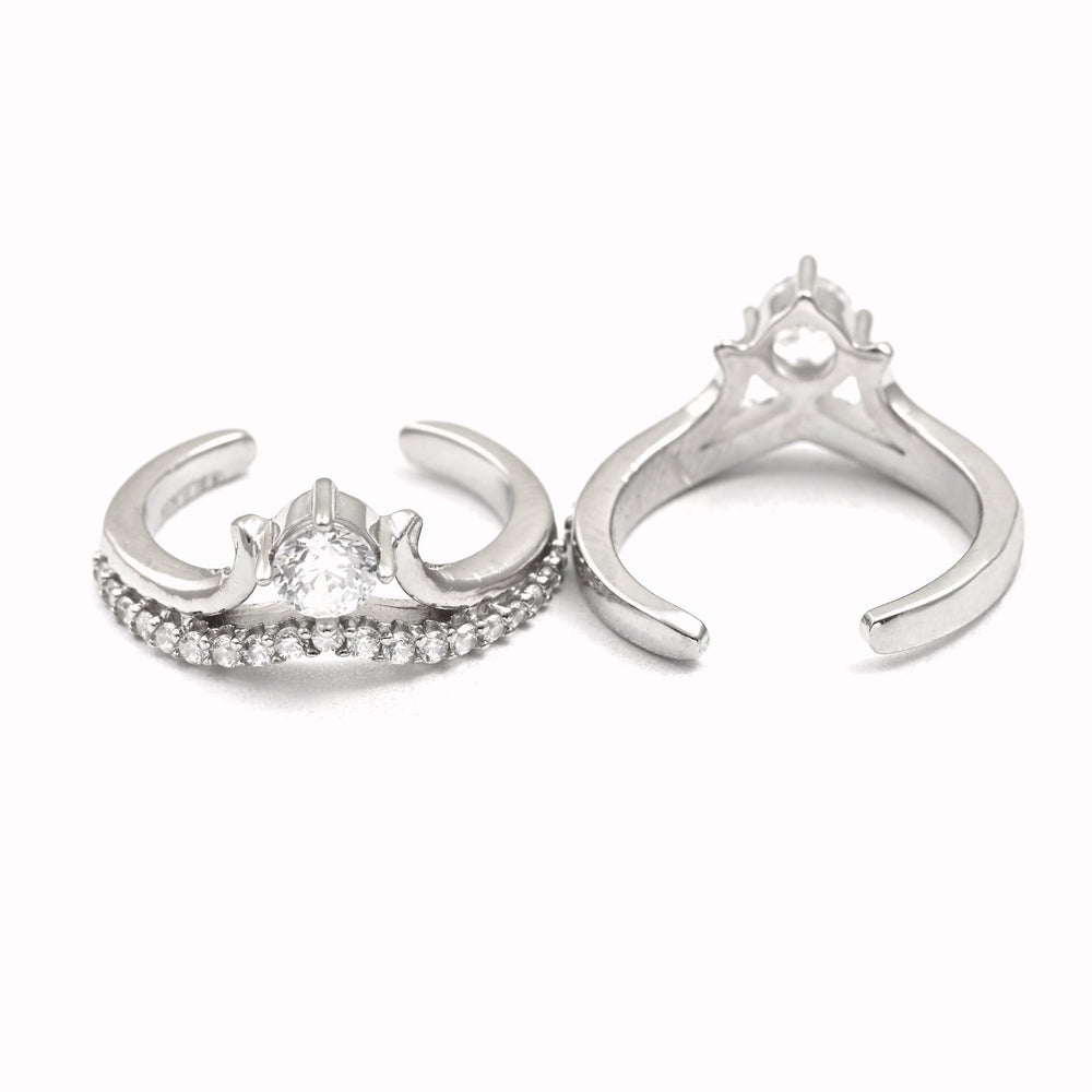 The Crystal Glow Silver Toe Ring