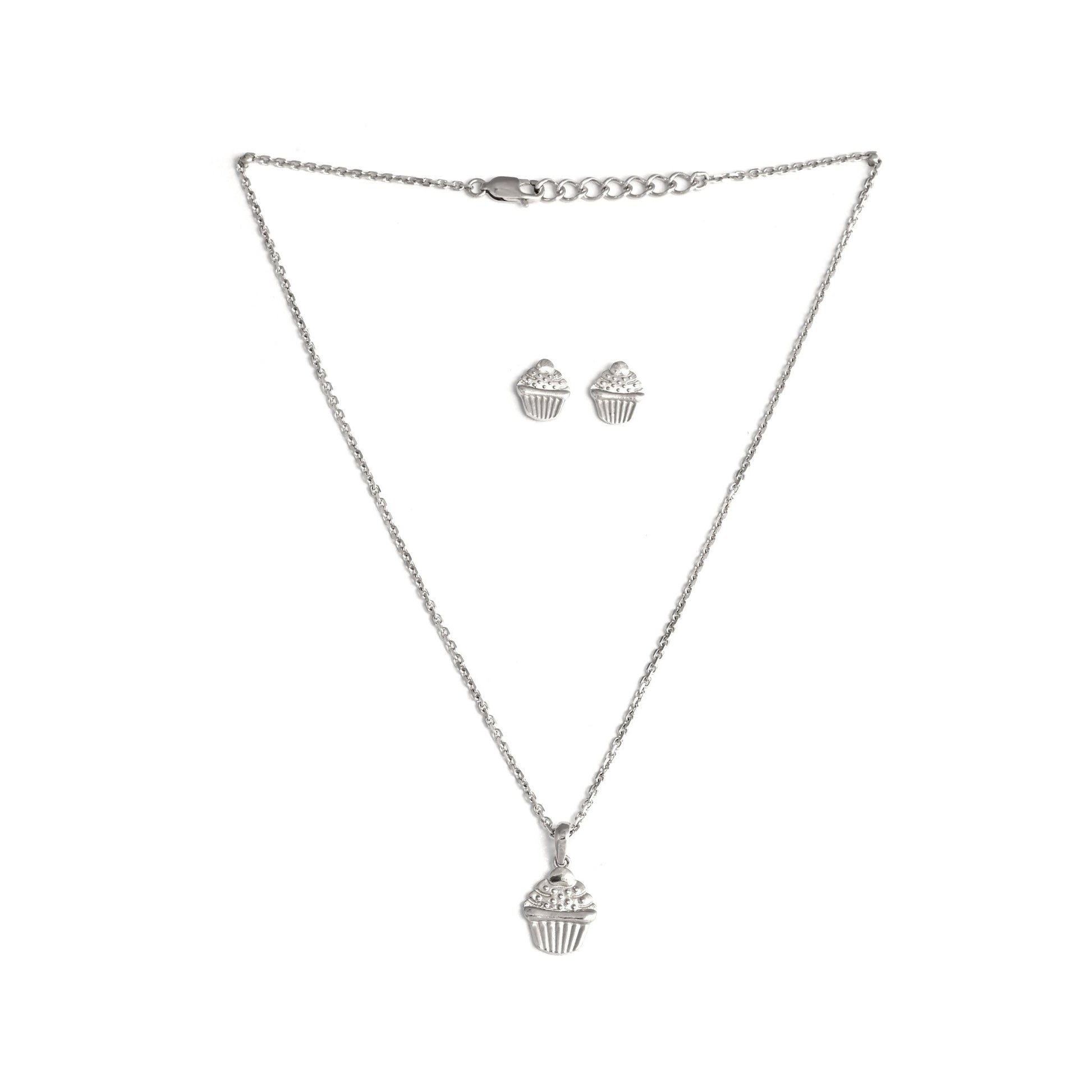 The Cupcake Charm Silver Necklace Set - Vinayak - House of Silver