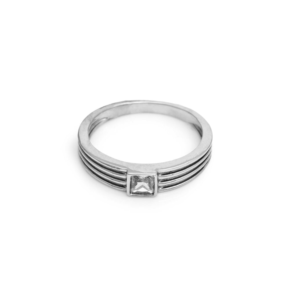 The Dainty Solitaire Silver Band Ring