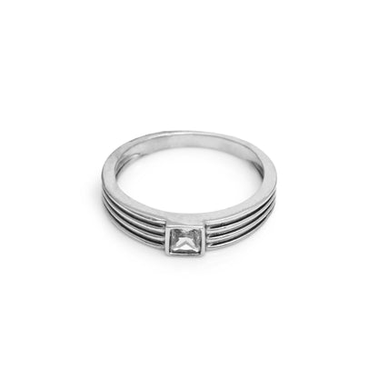 The Dainty Solitaire Band Ring - Vinayak - House of Silver