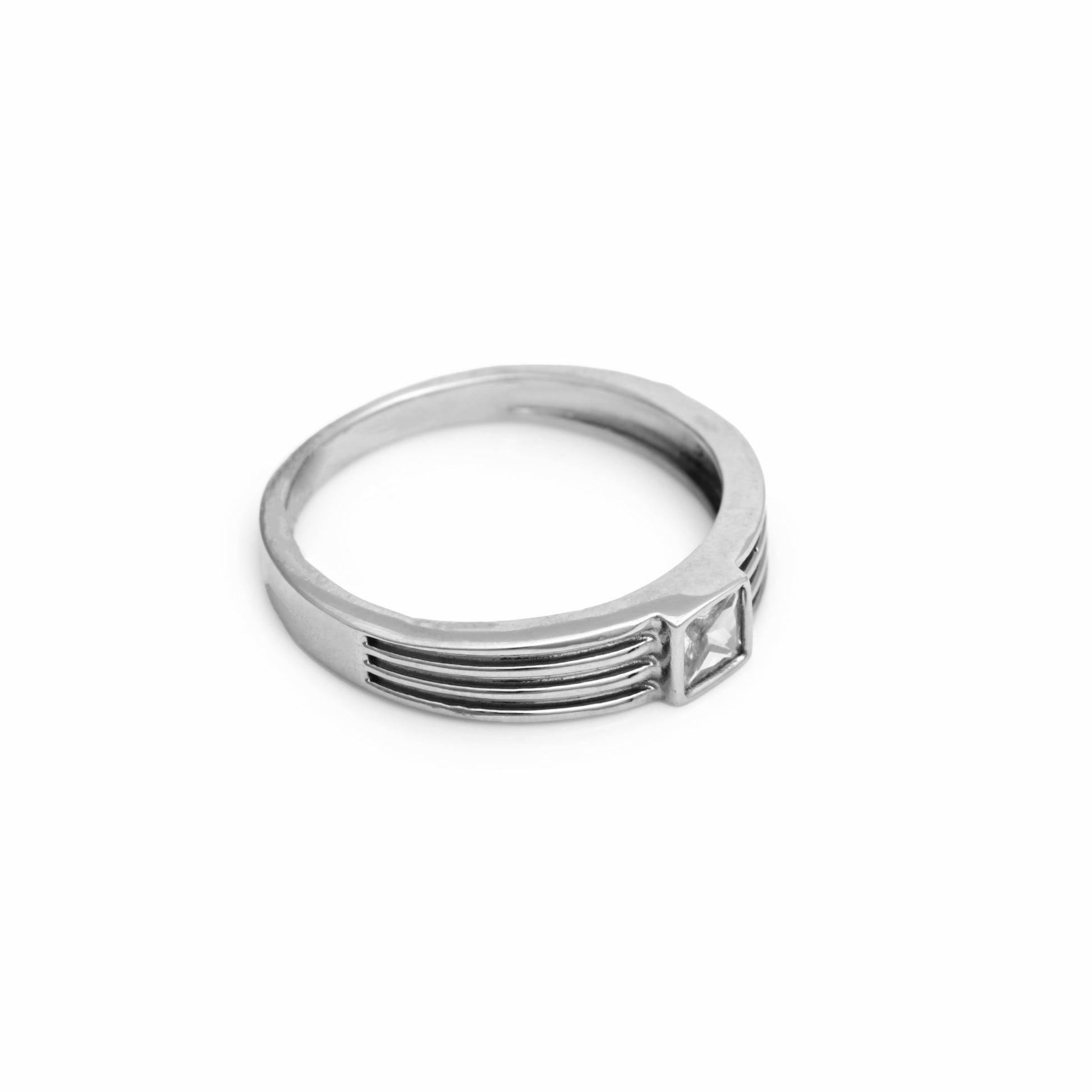 The Dainty Solitaire Band Ring - Vinayak - House of Silver