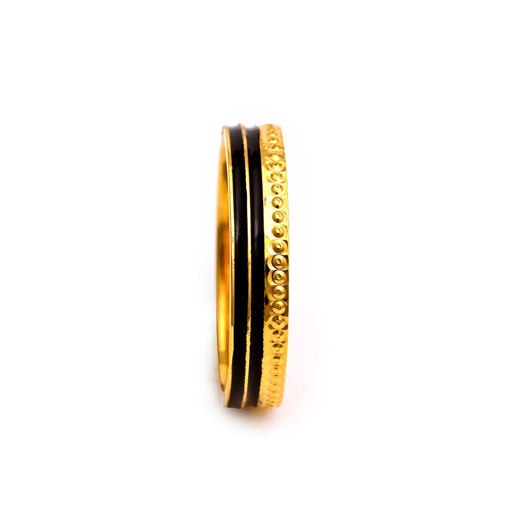 The Dual Noir Patterned Silver Ring