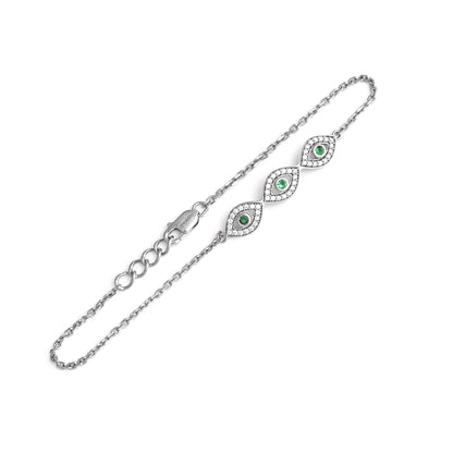 The Emerald Vision Zirconia Silver Bracelet - Vinayak - House of Silver