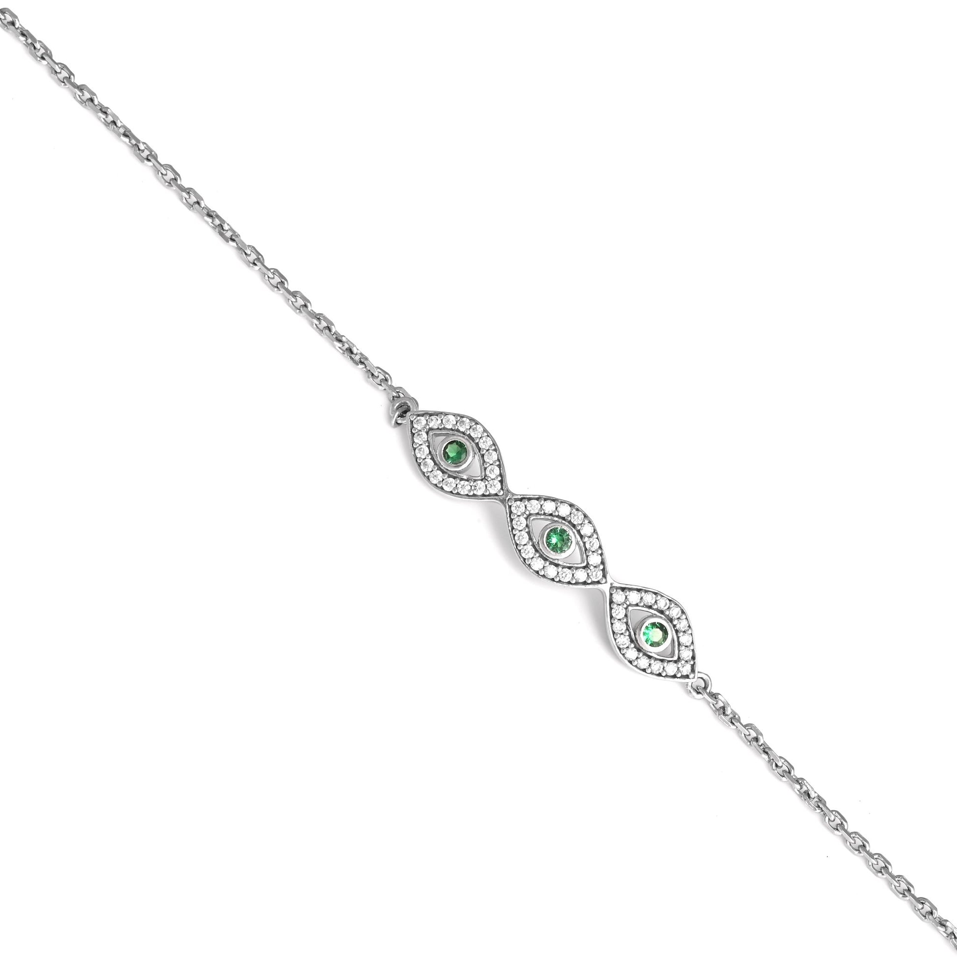 The Emerald Vision Zirconia Silver Bracelet - Vinayak - House of Silver