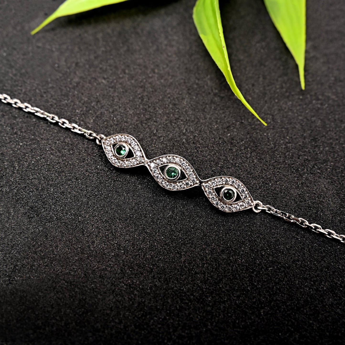 The Emerald Vision Zirconia Silver Bracelet - Vinayak - House of Silver