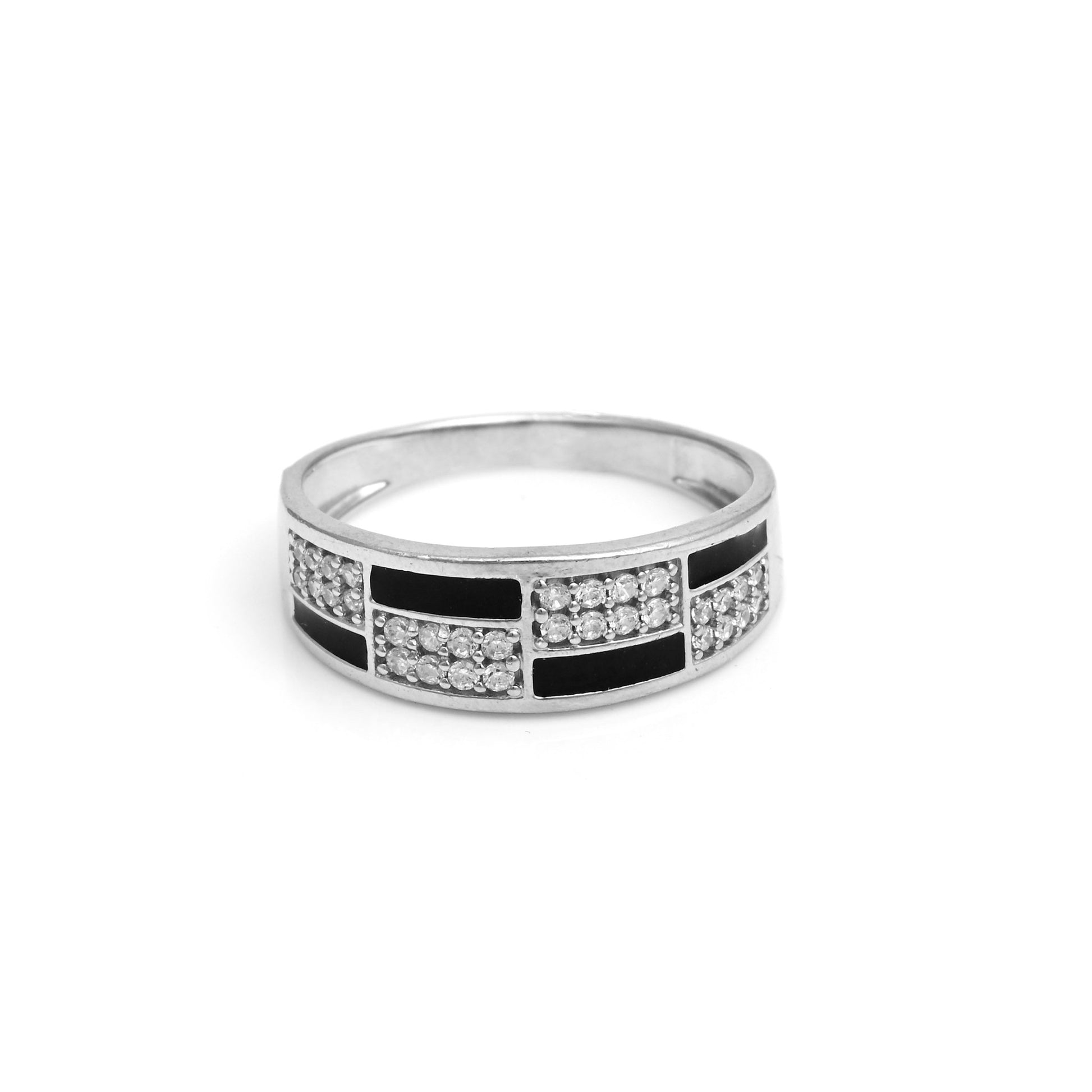 The Enamel Noir Zirconia Band Ring - Vinayak - House of Silver