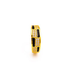 The Enamel Noir Zirconia Band Silver Ring