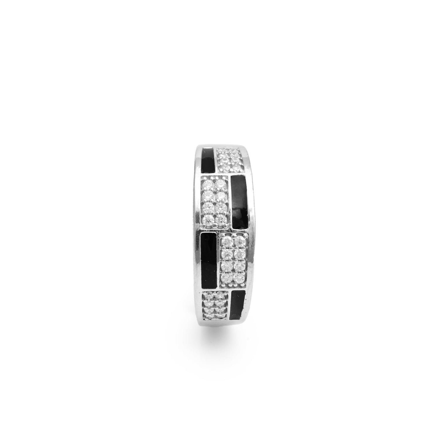 The Enamel Noir Zirconia Band Ring - Vinayak - House of Silver