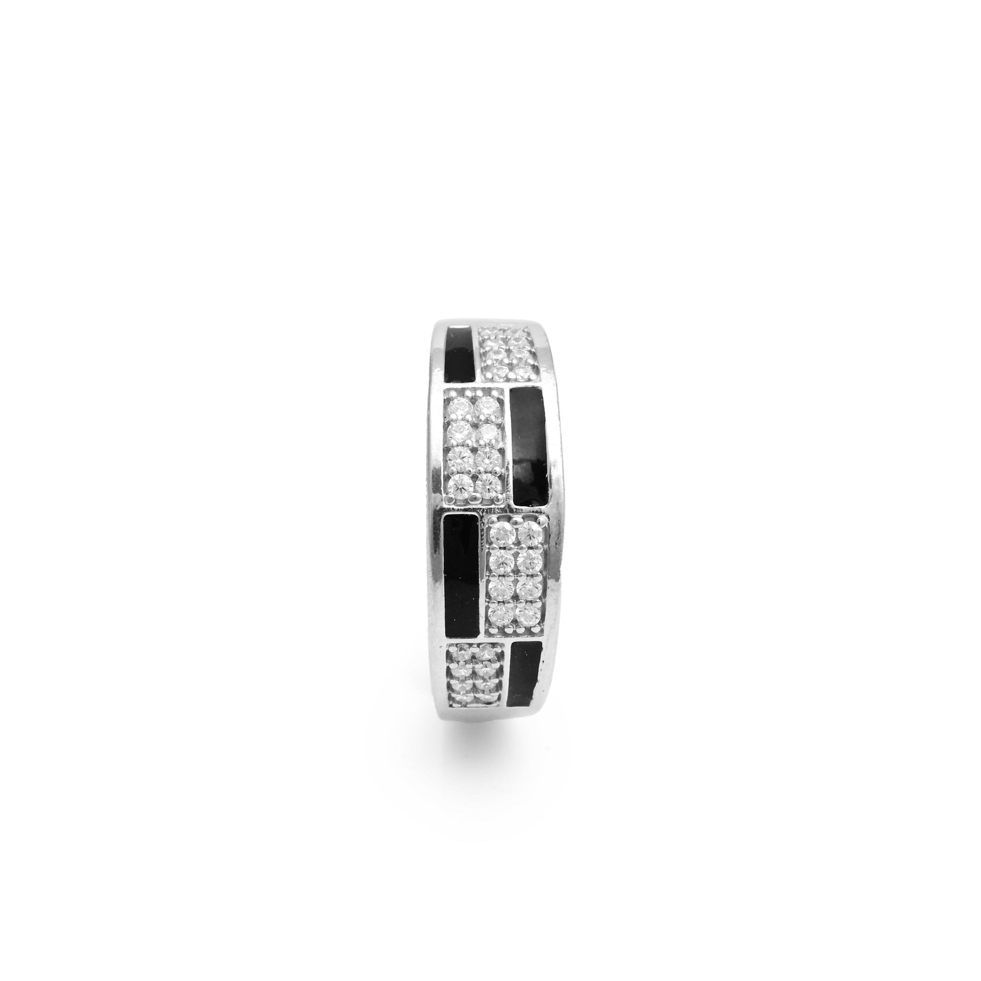 The Enamel Noir Zirconia Band Ring - Vinayak - House of Silver