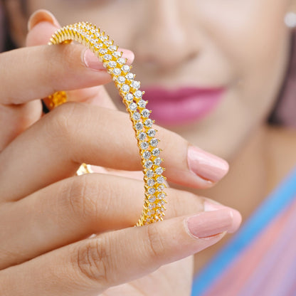 The Ethereal Dual Solitaire Silver Bangles (Set of 2) - Vinayak - House of Silver