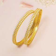 The Ethereal Dual Solitaire Silver Bangles (Set of 2)