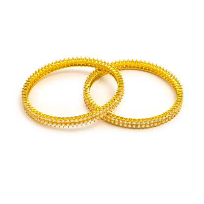 The Ethereal Dual Solitaire Silver Bangles (Set of 2) - Vinayak - House of Silver