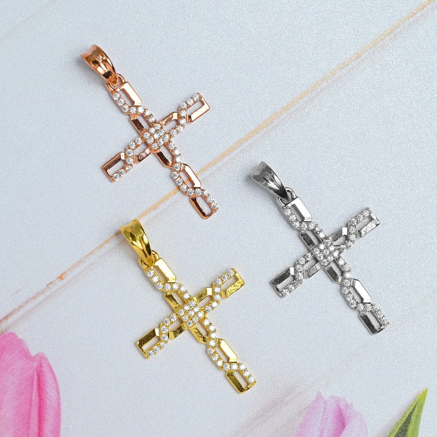 The Glimmering Faith Cross Pendant - Vinayak - House of Silver