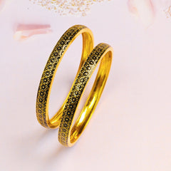 The Golden Noir Floral Bangles (Set of 2)