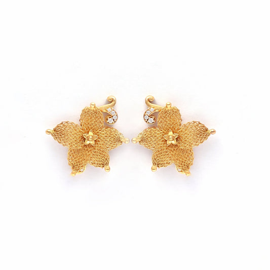 The Golden Petal Mesh Earrings - Vinayak - House of Silver