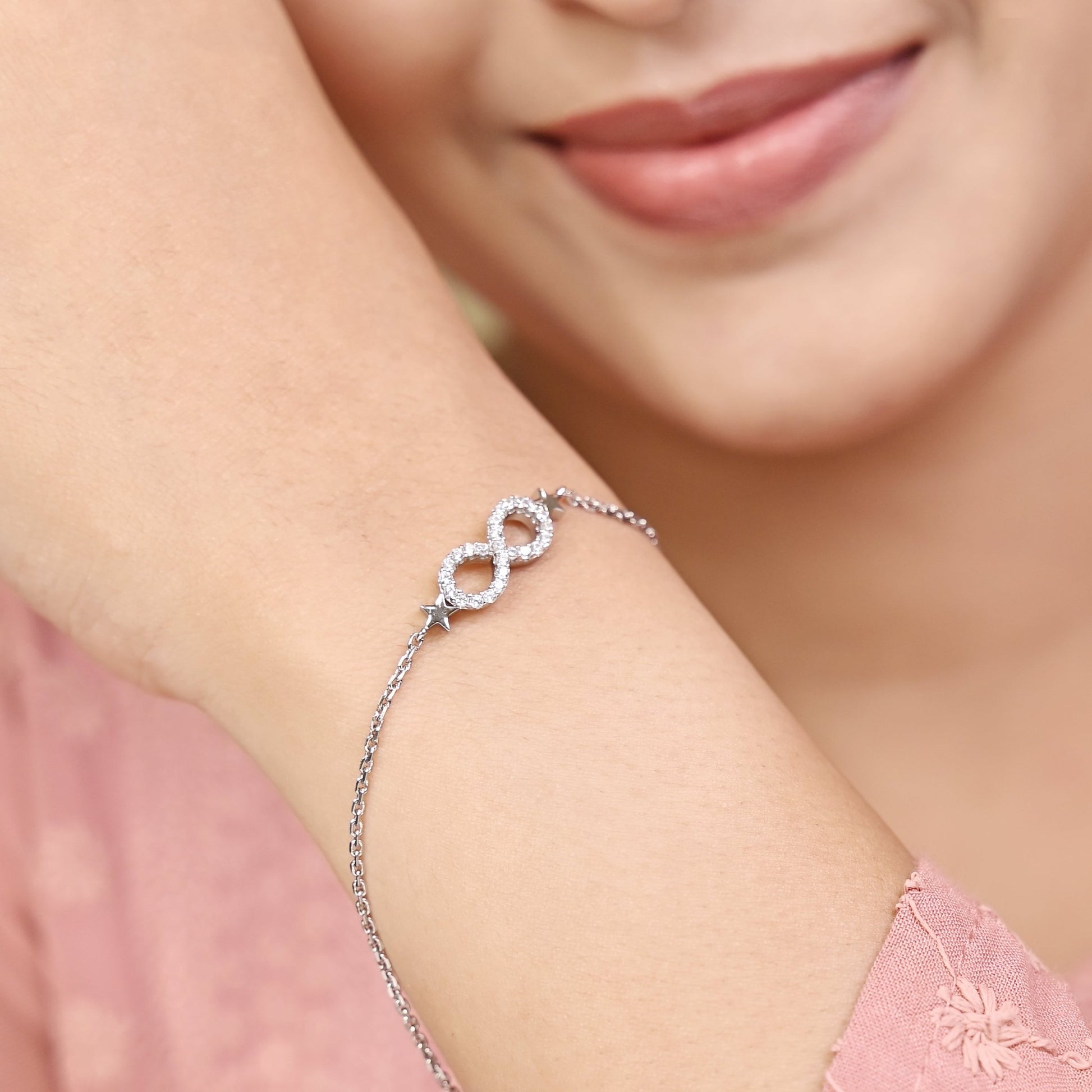 The Infinity Sparkle Zirconia Silver Bracelet - Vinayak - House of Silver