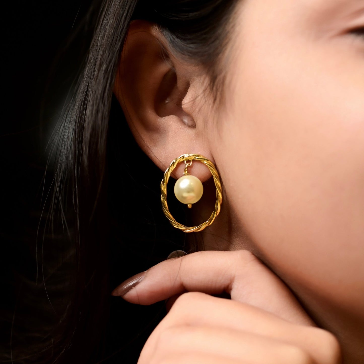 The Luminous Pearl Orbit Earrings - Vinayak - House of Silver