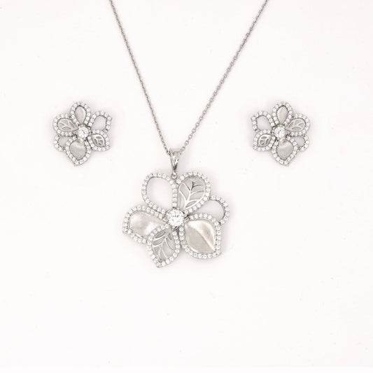 The Majestic Bloom Necklace Set - Vinayak - House of Silver
