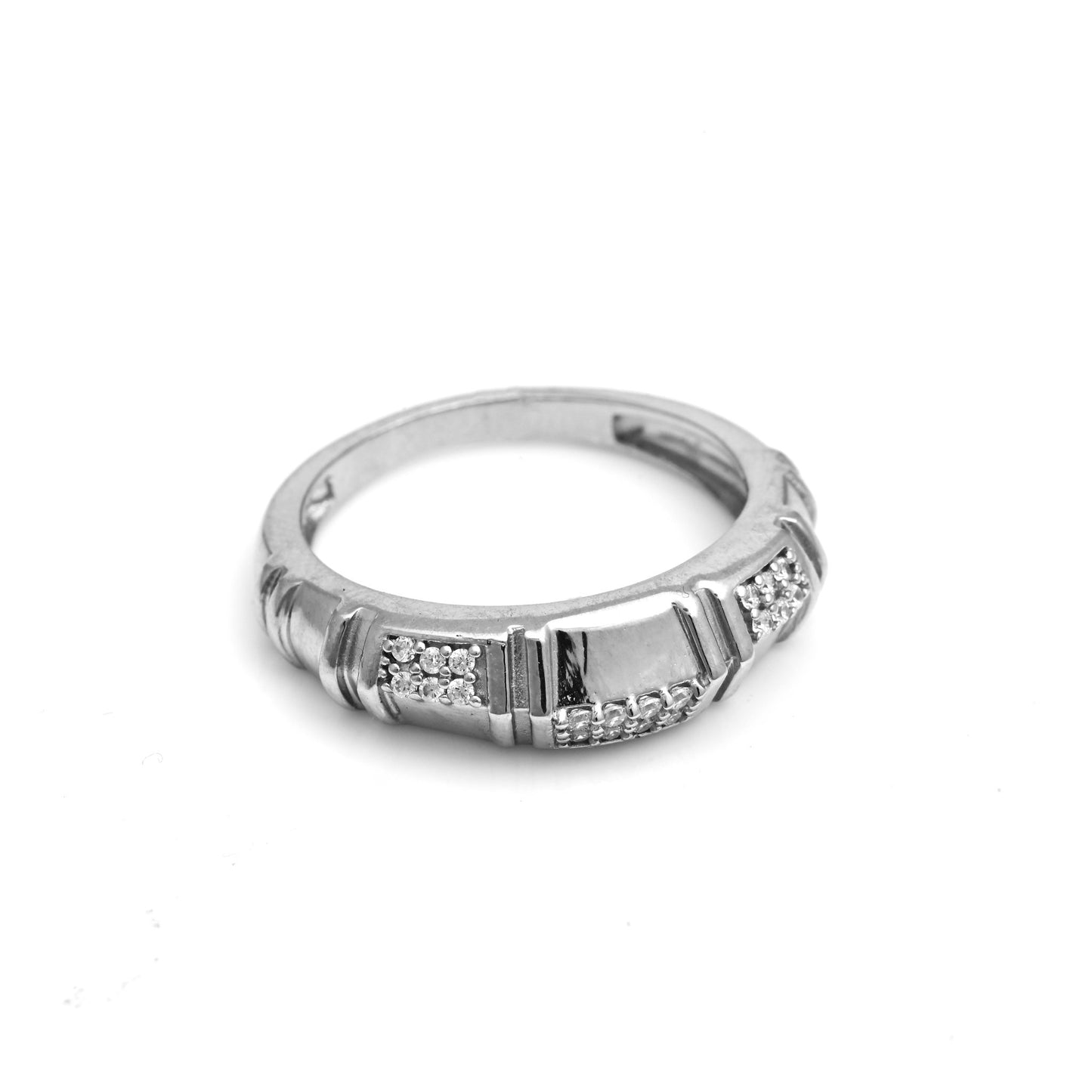 The Minimalist Zirconia Silver Band Ring - Vinayak - House of Silver