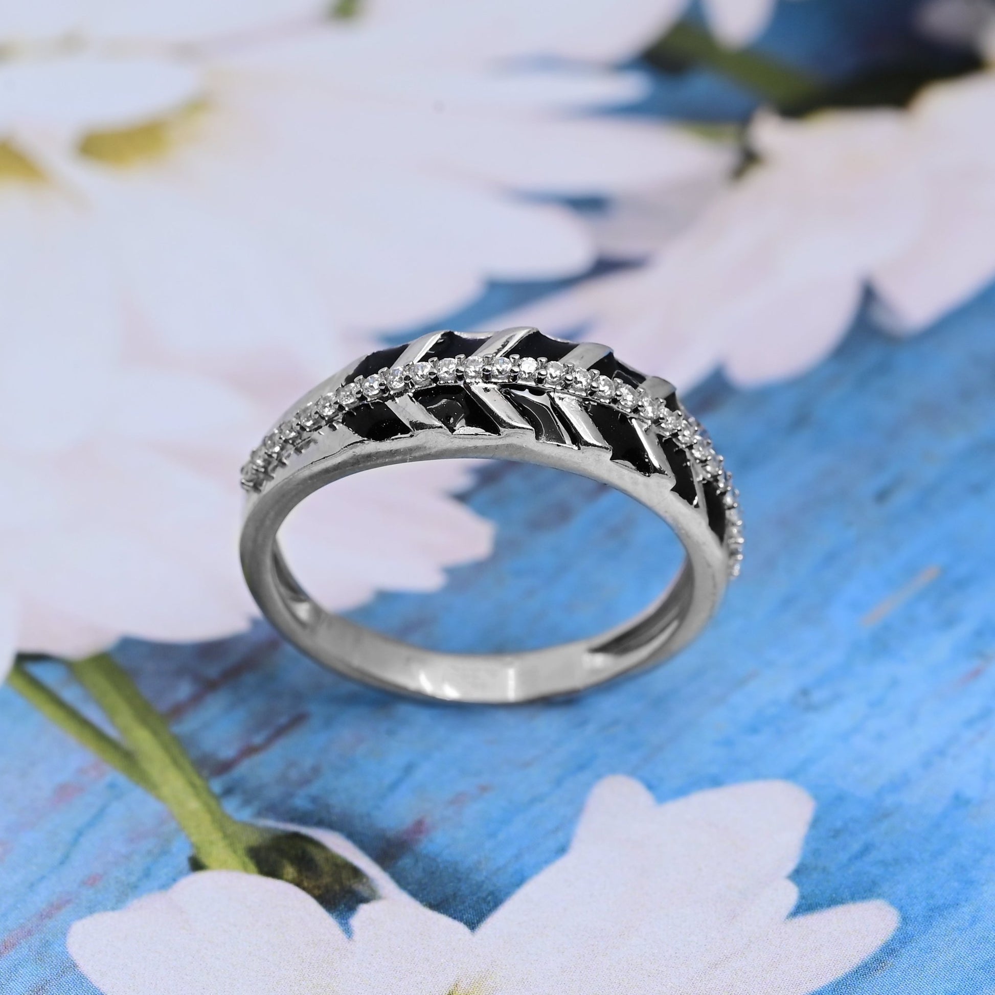 The Monochrome Zirconia Band Ring - Vinayak - House of Silver