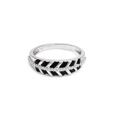The Monochrome Zirconia Silver Band Ring