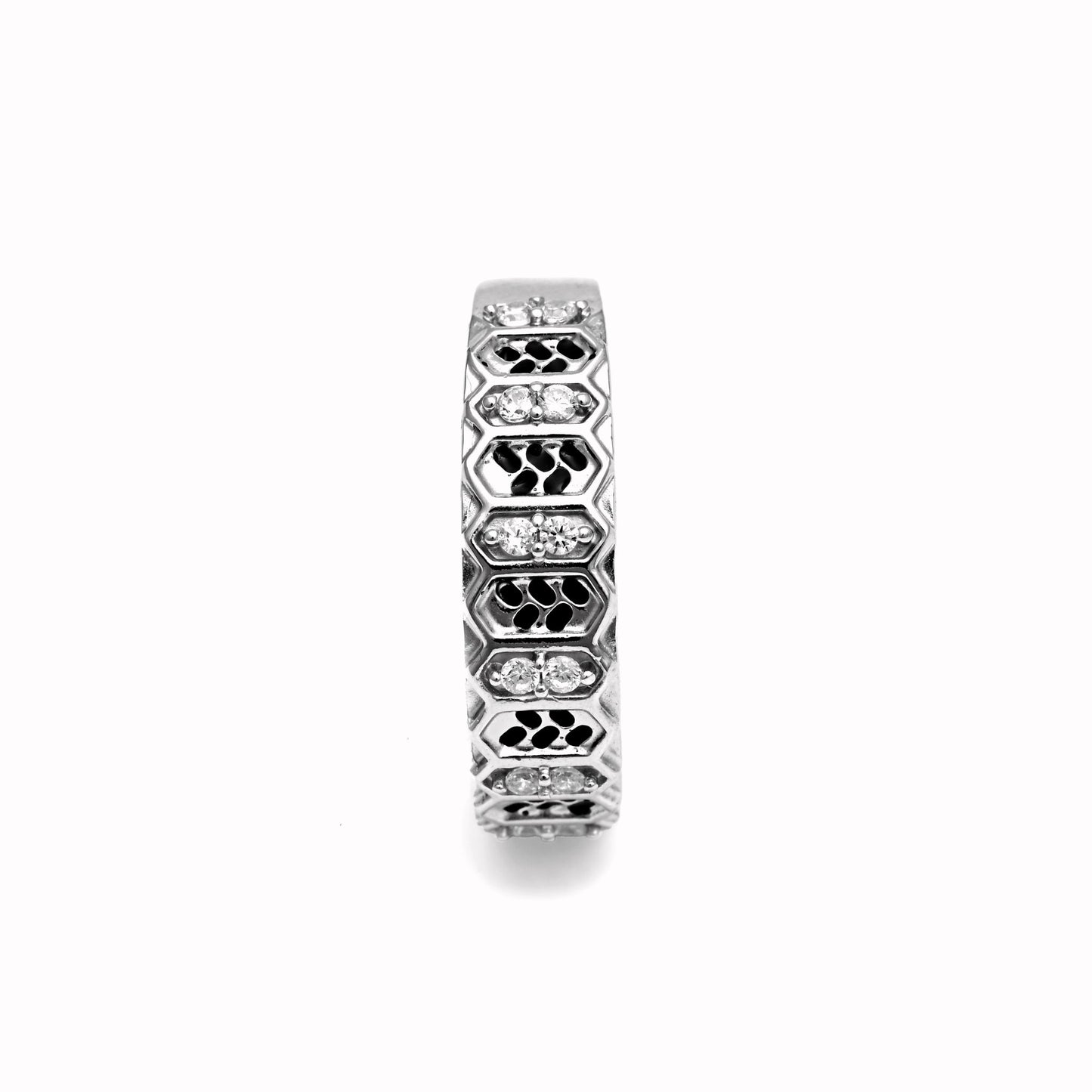 The Monochrome Zirconia Patterned Ring - Vinayak - House of Silver