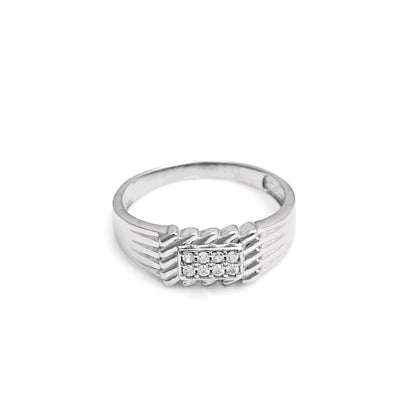 The Patterned Zirconia Accent Ring - Vinayak - House of Silver