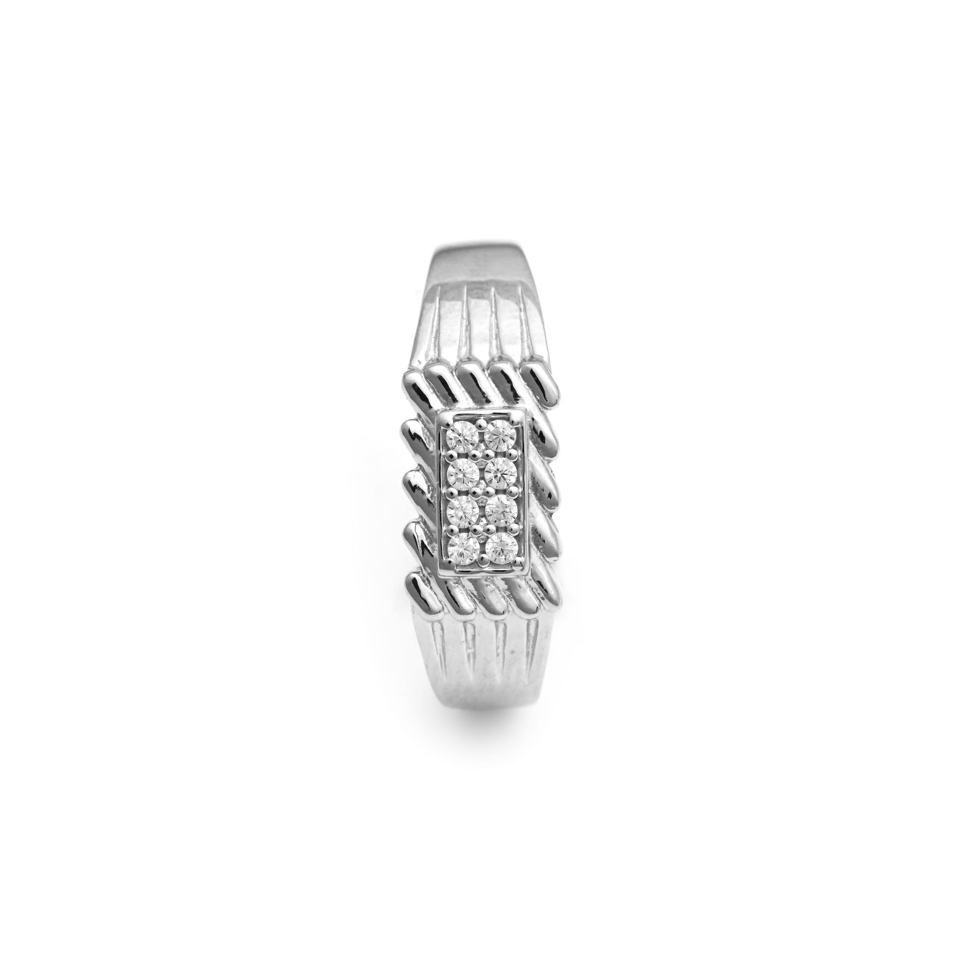 The Patterned Zirconia Accent Ring - Vinayak - House of Silver