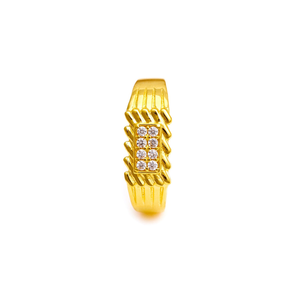 The Patterned Zirconia Accent Silver Ring