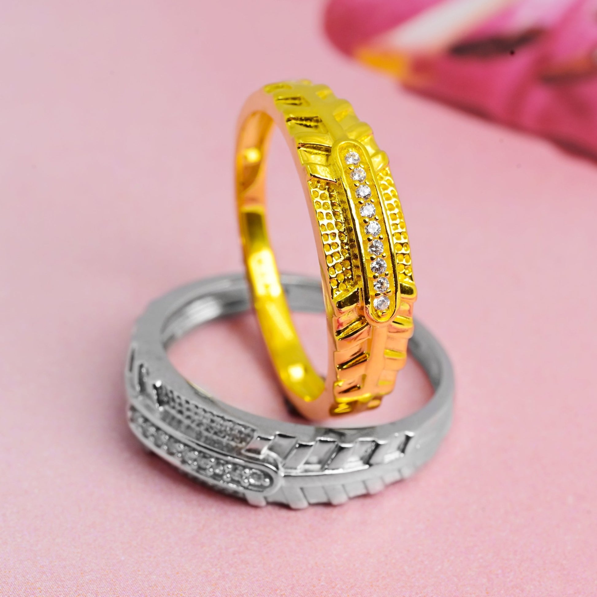 The Patterned Zirconia Band Ring - Vinayak - House of Silver