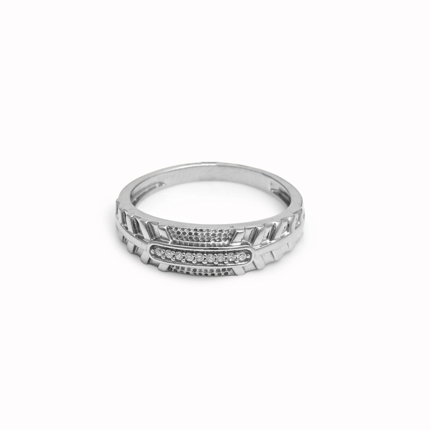 The Patterned Zirconia Band Ring - Vinayak - House of Silver