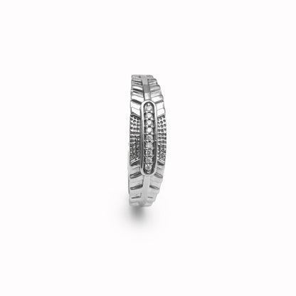 The Patterned Zirconia Band Ring - Vinayak - House of Silver