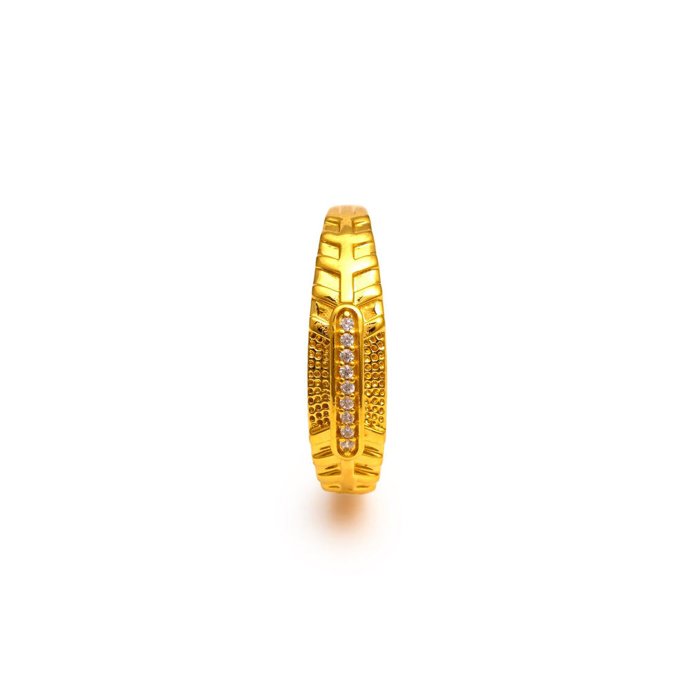 The Patterned Zirconia Silver Band Ring