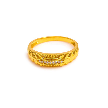 The Patterned Zirconia Band Ring - Vinayak - House of Silver