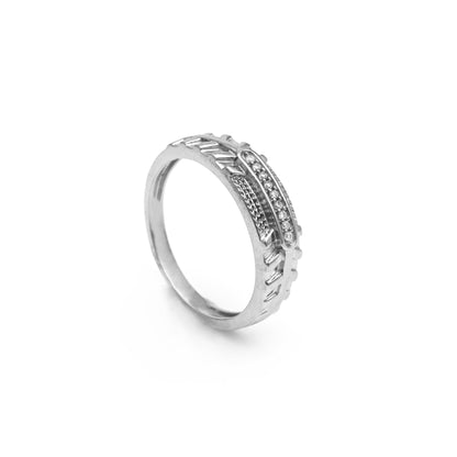 The Patterned Zirconia Band Ring - Vinayak - House of Silver