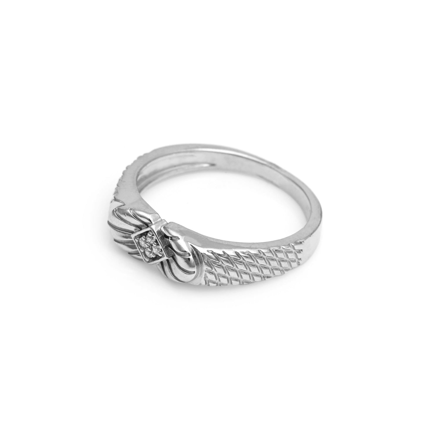 The Patterned Zirconia Statement Ring - Vinayak - House of Silver